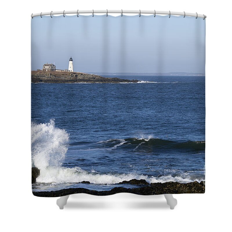 Wood Island Light Shower Curtain featuring the photograph Wood Island Light by Patrick Fennell