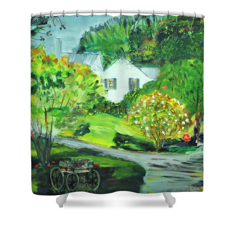 Painting Shower Curtain featuring the painting Wooden Duck Inn by Michael Daniels