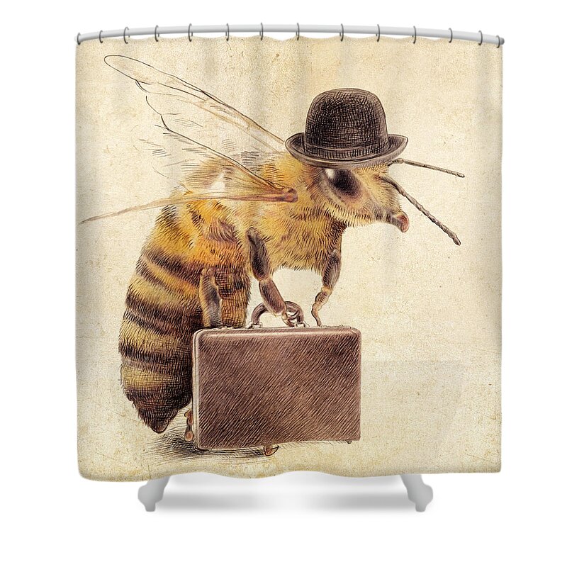 Bee Shower Curtain featuring the drawing Worker Bee by Eric Fan