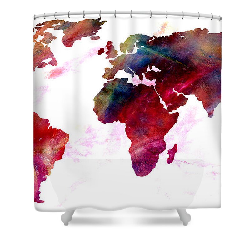 Maps Shower Curtain featuring the photograph World Map Splash by Athena Mckinzie