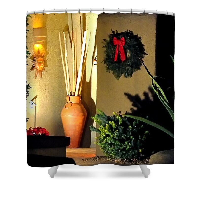 Arizona Shower Curtain featuring the photograph Wreath Entry 12718 by Jerry Sodorff