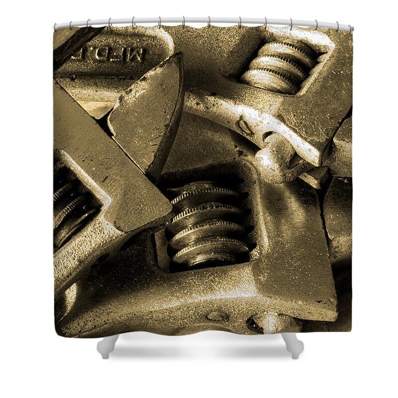 Hand Tools Shower Curtain featuring the photograph Wrenches by Michael Eingle