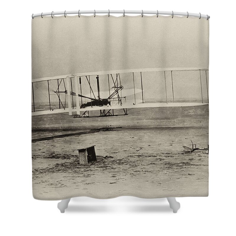 Wright Brothers - First In Flight Shower Curtain featuring the photograph Wright Brothers - First in Flight by Bill Cannon