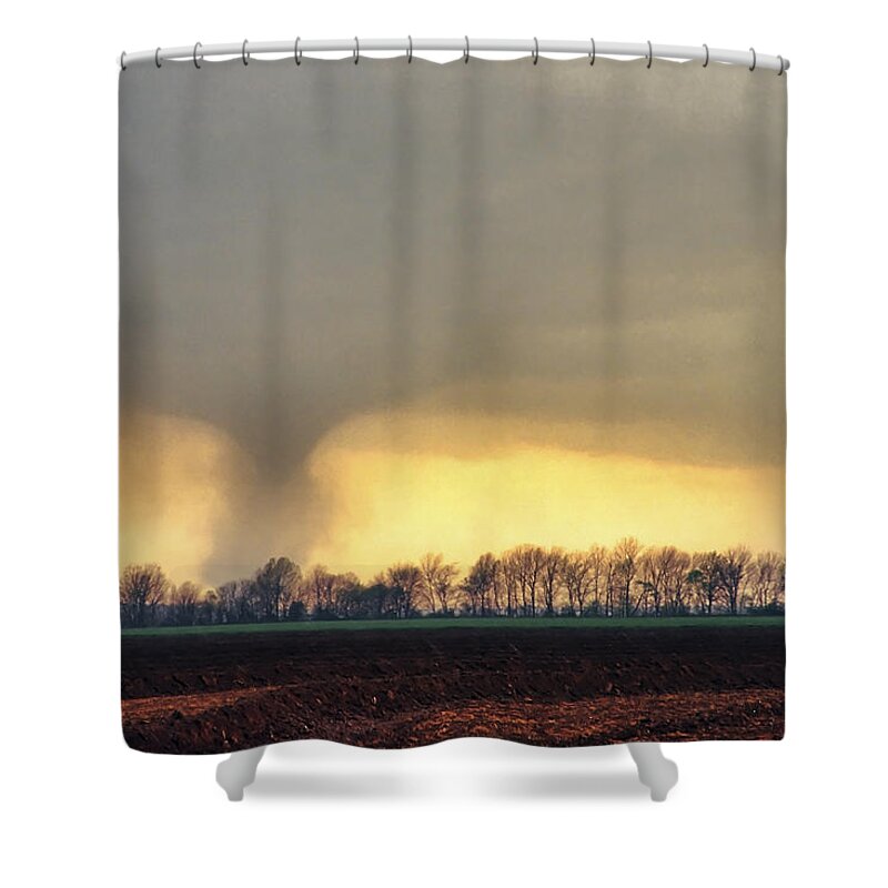 Tornado Shower Curtain featuring the photograph Wynne AR Tornado Descending by Jason Politte