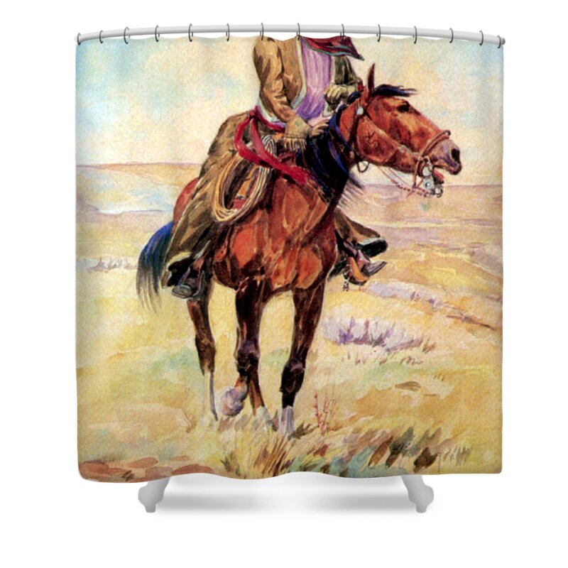 Occupation Shower Curtain featuring the painting Wyoming Cowgirl, 1907 by Science Source