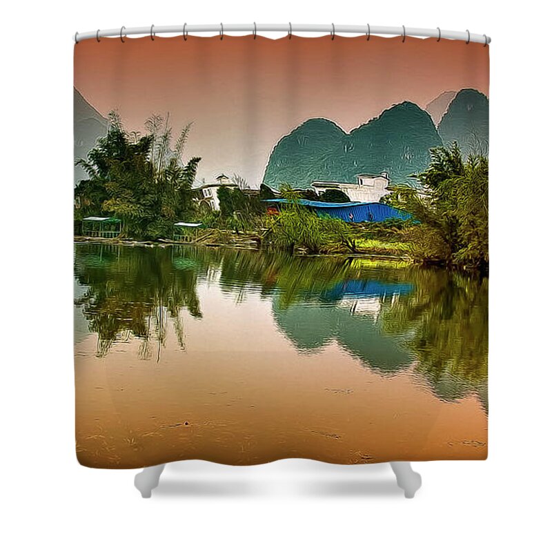 Tranquility Shower Curtain featuring the photograph Yangshuo, China by Fabrizio Massetti