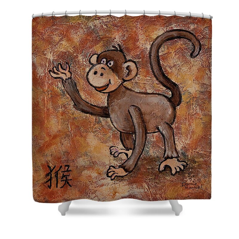 Animal Shower Curtain featuring the painting Year Of The Monkey by Darice Machel McGuire