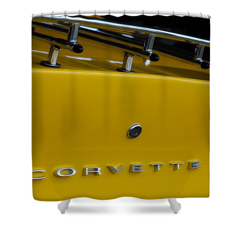 Corvette Shower Curtain featuring the photograph Yellow Corvette by George Kenhan