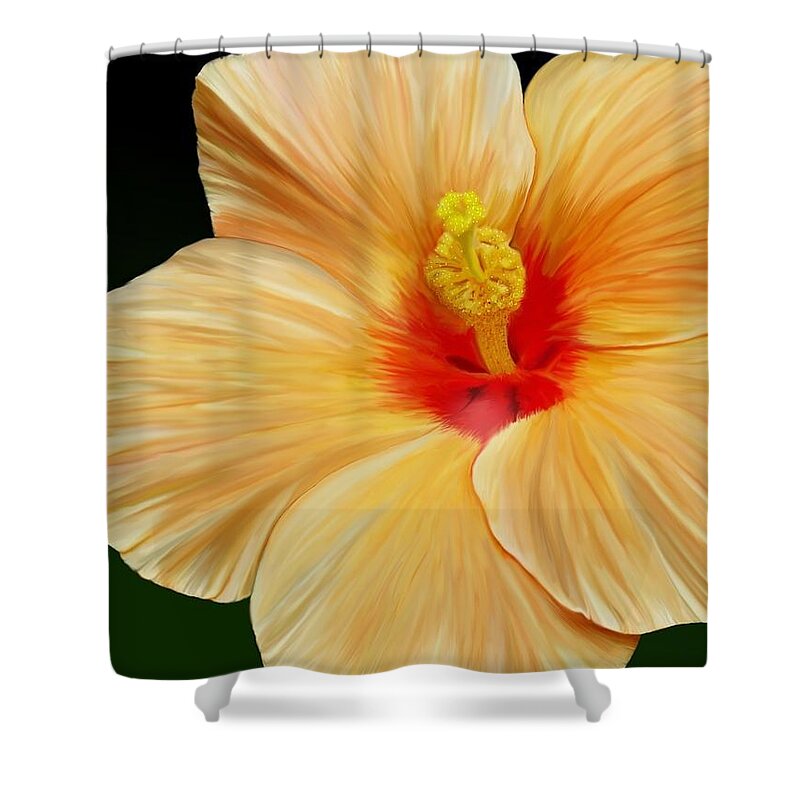 Hibiscus Shower Curtain featuring the painting Yellow Hibiscus by Rand Herron