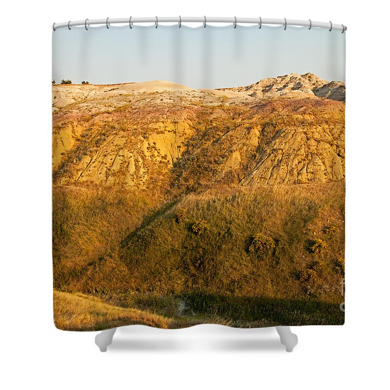Afternoon Shower Curtain featuring the photograph Yellow Mounds Overlook Badlands National Park by Fred Stearns