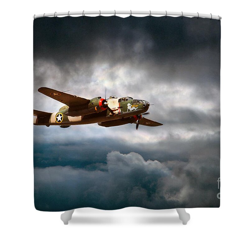 B25 Yellow Rose Shower Curtain featuring the digital art Yellow Rose by Airpower Art