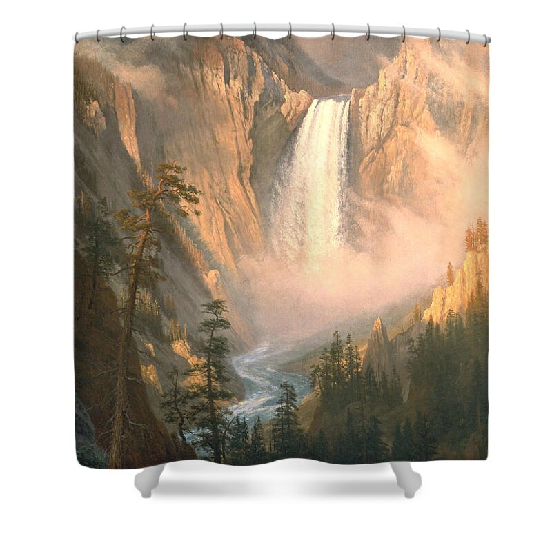 Albert Bierstadt Shower Curtain featuring the digital art Yellowstone by Albert Bierstadt