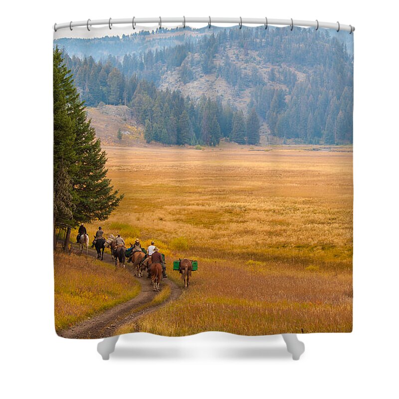 Wyoming Shower Curtain featuring the photograph Yellowstone Pack Trips by Brenda Jacobs