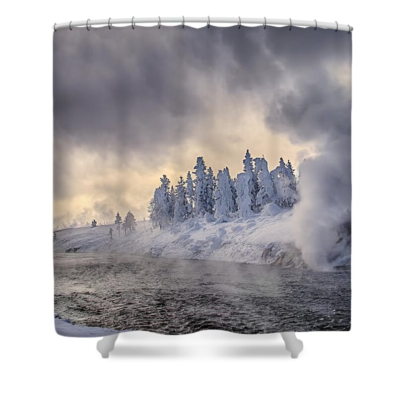 Yellowstone Winter Wonderland Shower Curtain featuring the photograph Yellowstone Winter Wonderland by Priscilla Burgers