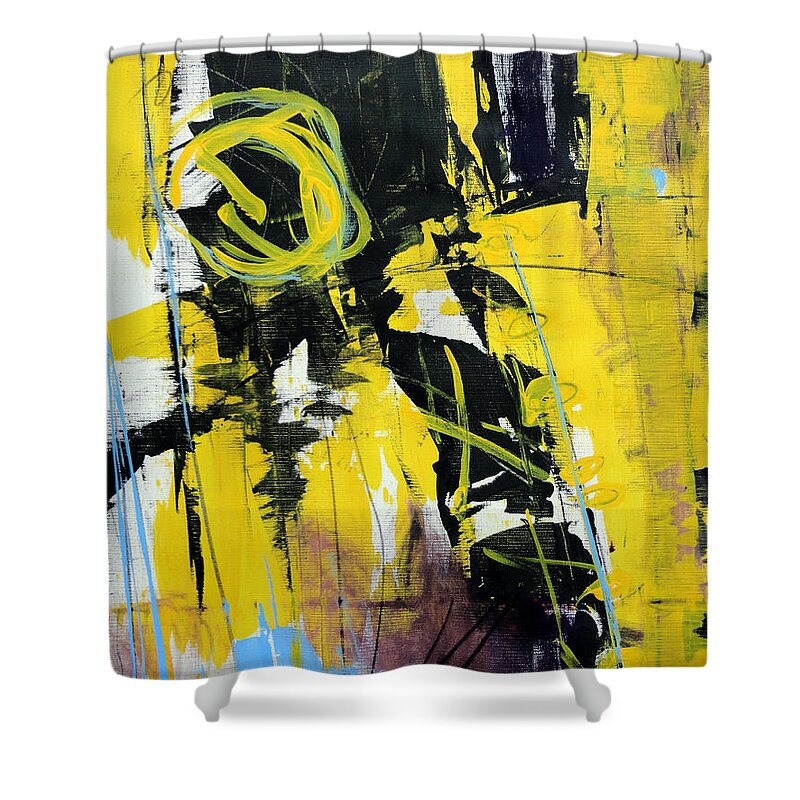Katie Black Shower Curtain featuring the painting Yellowtale by Katie Black