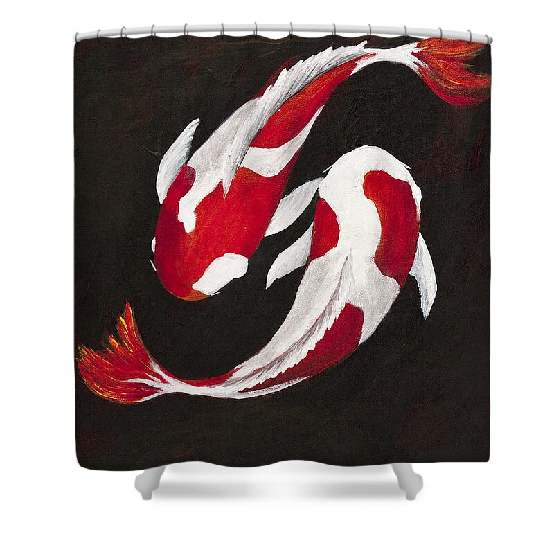 Animal Shower Curtain featuring the painting Yin and Yang by Darice Machel McGuire