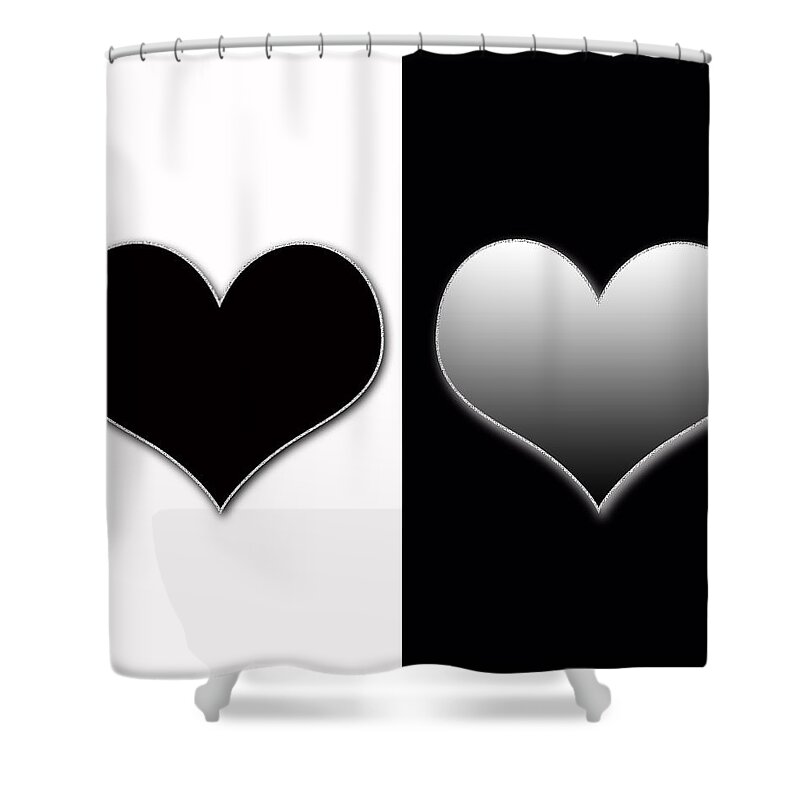 Hearts Shower Curtain featuring the painting Yin and Yang Love by Georgeta Blanaru