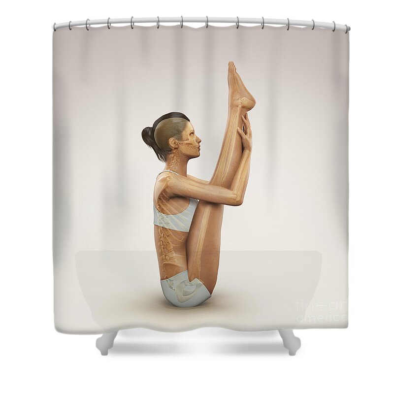Digitally Generated Image Shower Curtain featuring the photograph Yoga Upward Facing Intense Stretch Pose by Science Picture Co