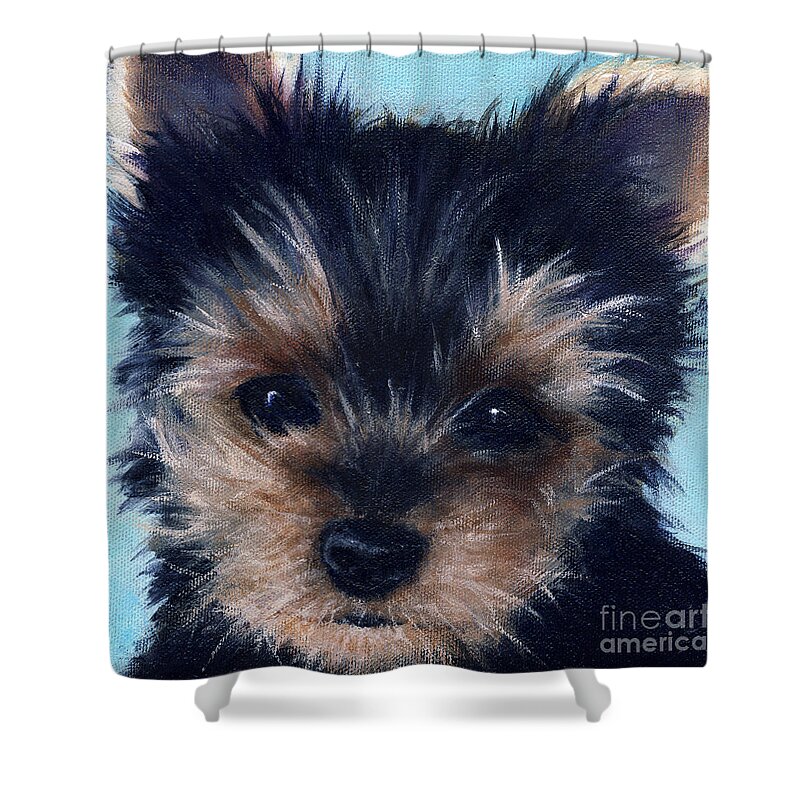 Yorkshire Terrier Shower Curtain featuring the painting Yorkie by Vickie Sue Cheek