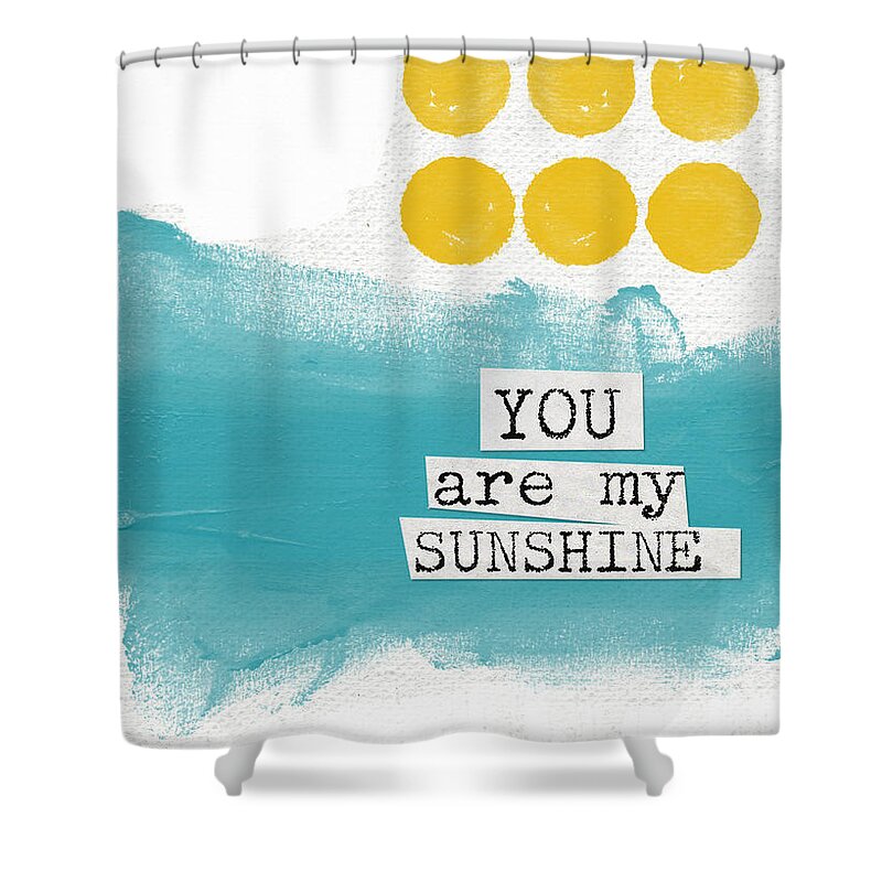 #faaAdWordsBest Shower Curtain featuring the painting You Are My Sunshine- abstract mod art by Linda Woods