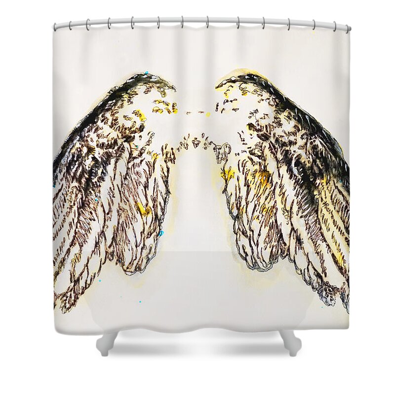 Wings Shower Curtain featuring the drawing You are ready by Giorgio Tuscani