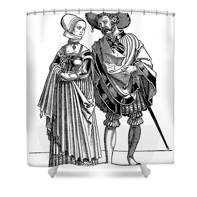 1530 Shower Curtain featuring the painting Young Couple, C1530 by Granger