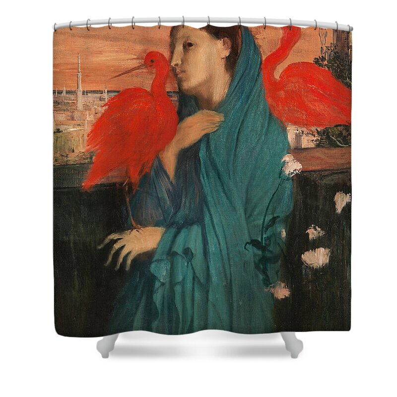 Edgar Degas Shower Curtain featuring the painting Young Woman with Ibis by Edgar Degas