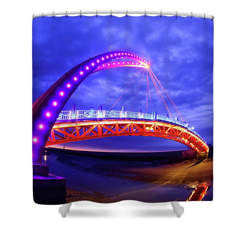 Tranquility Shower Curtain featuring the photograph Yuanli Cable-stayed Suspension Bridge by Thunderbolt tw (bai Heng-yao) Photography