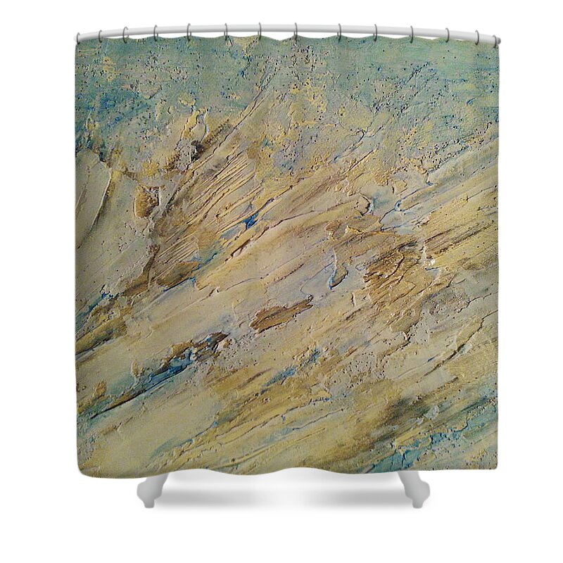 Acryl Paint Ins Structured Shower Curtain featuring the painting W3 - richwater by KUNST MIT HERZ Art with heart