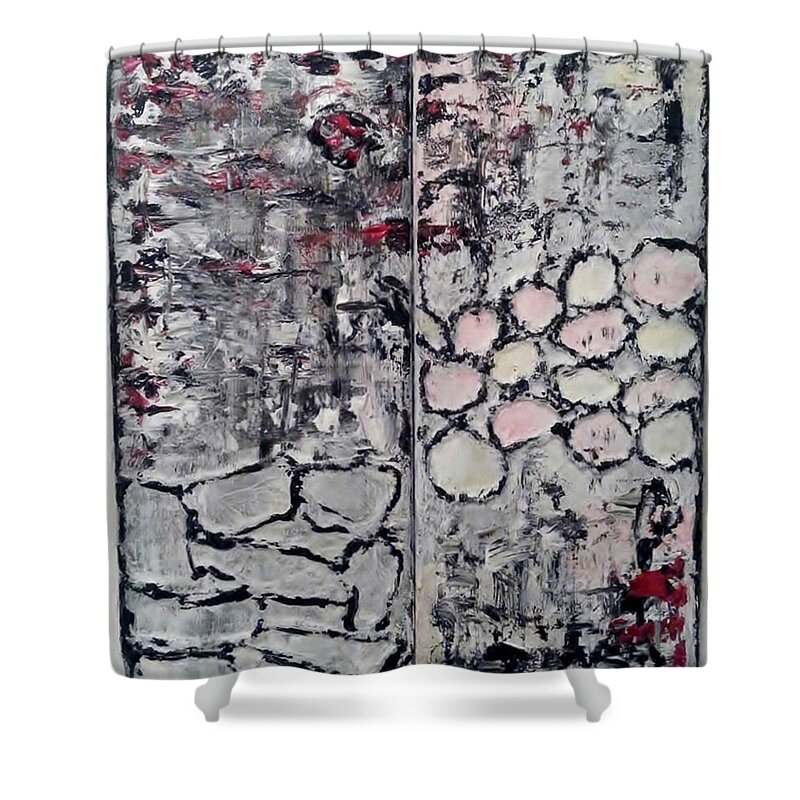 Abstract Painting Shower Curtain featuring the painting Z8 - reptil by KUNST MIT HERZ Art with heart