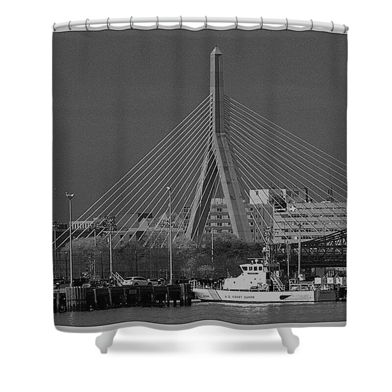 Structures Shower Curtain featuring the photograph Zakim Bridge in BW by Caroline Stella
