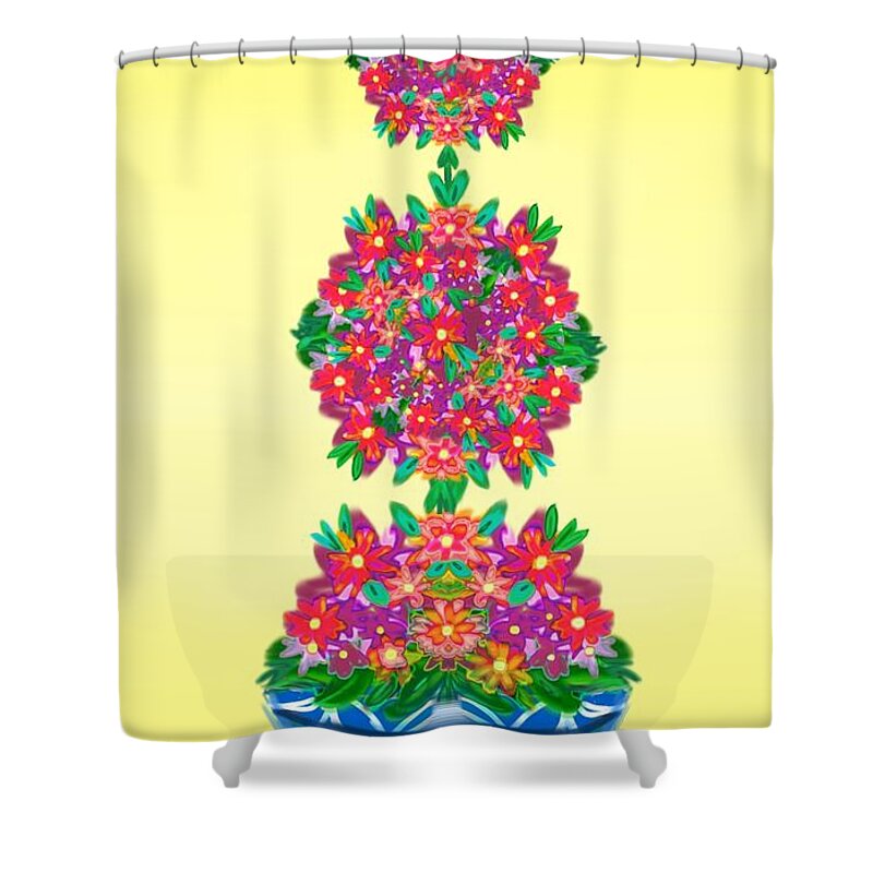Floral Shower Curtain featuring the digital art Zig zag topiary by Christine Fournier