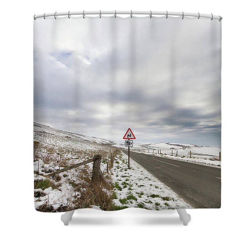 Tranquility Shower Curtain featuring the photograph Zig Zags And Box Brownies Ahead by S0ulsurfing - Jason Swain