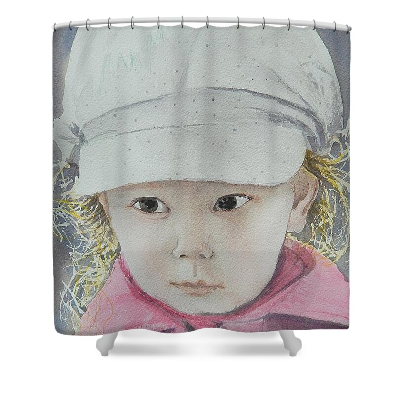 Child Shower Curtain featuring the painting Zoey by Betty-Anne McDonald