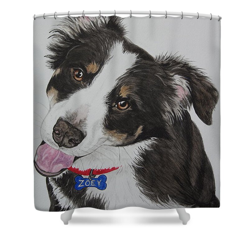 Dog Shower Curtain featuring the painting Zoey by Megan Cohen