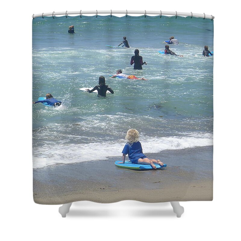  Shower Curtain featuring the photograph Zuma - Surf Camp 4 by Nora Boghossian