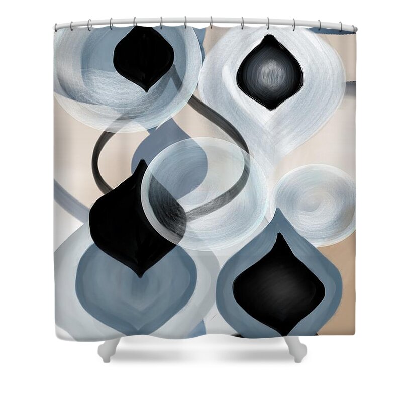 Abstract Shower Curtain featuring the digital art Zync by Christine Fournier