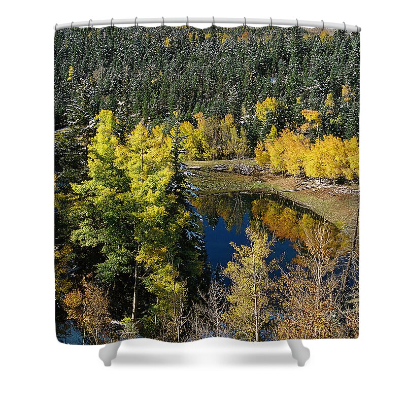 Red River Shower Curtain featuring the photograph Fall Color On Bobcat Pass by Ron Weathers