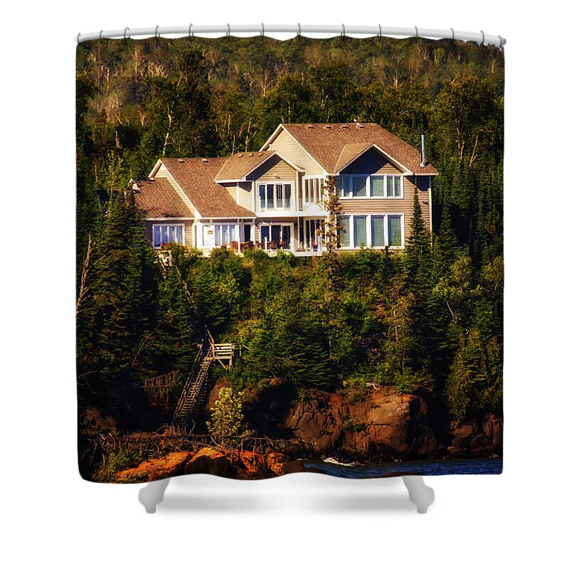 Minnesota Shower Curtain featuring the photograph Grand Marais Beach Front Home by Linda Tiepelman