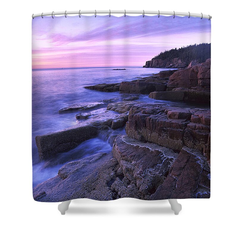 00173700 Shower Curtain featuring the photograph Atlantic Coast Near Thunder Hole Acadia #1 by Tim Fitzharris