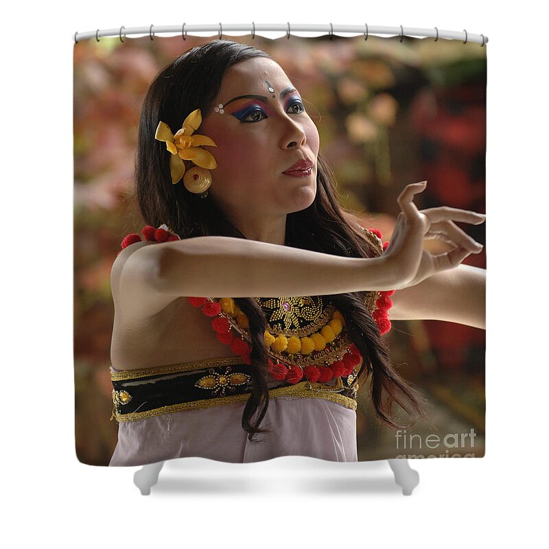 Barong Dancer Shower Curtain featuring the photograph Barong Dancer Bali Indonesia by Bob Christopher