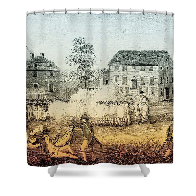 History Shower Curtain featuring the photograph Battle Of Lexington, 1775 #1 by Photo Researchers