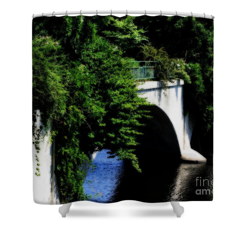 Bridge Shower Curtain featuring the photograph Bridge Of Flowers #1 by Smilin Eyes Treasures