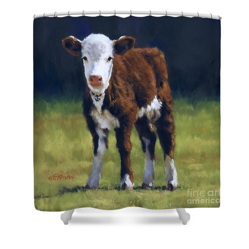 Cow Shower Curtain featuring the pastel Butterball by Brian Freeman