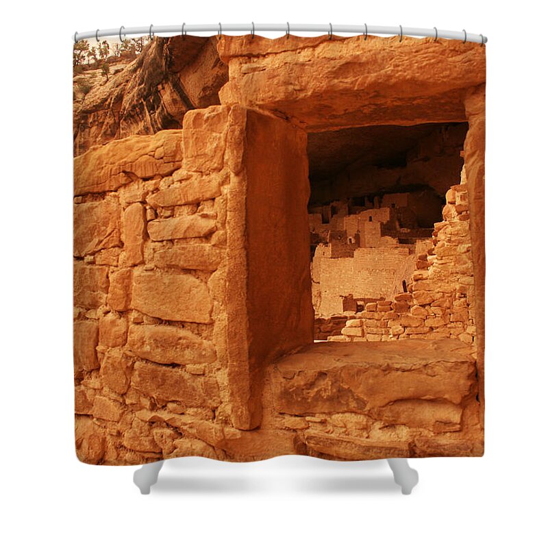 Cliff Palace Shower Curtain featuring the photograph Cliff Palace Mesa Verde National Park #1 by Benjamin Dahl