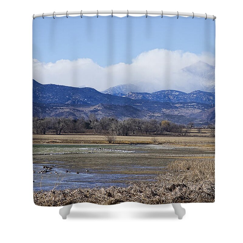 Boulder Shower Curtain featuring the photograph Clouds Hanging On The Continental Divide Colorado Rocky Mountain #1 by James BO Insogna