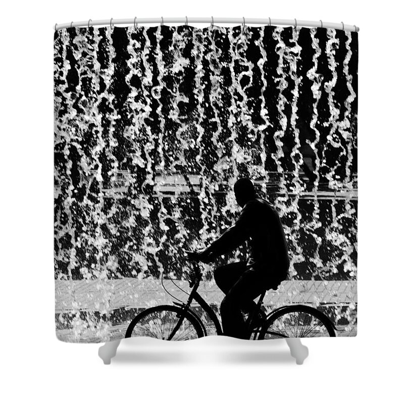 Backdrop Shower Curtain featuring the photograph Cycling Silhouette #1 by Carlos Caetano