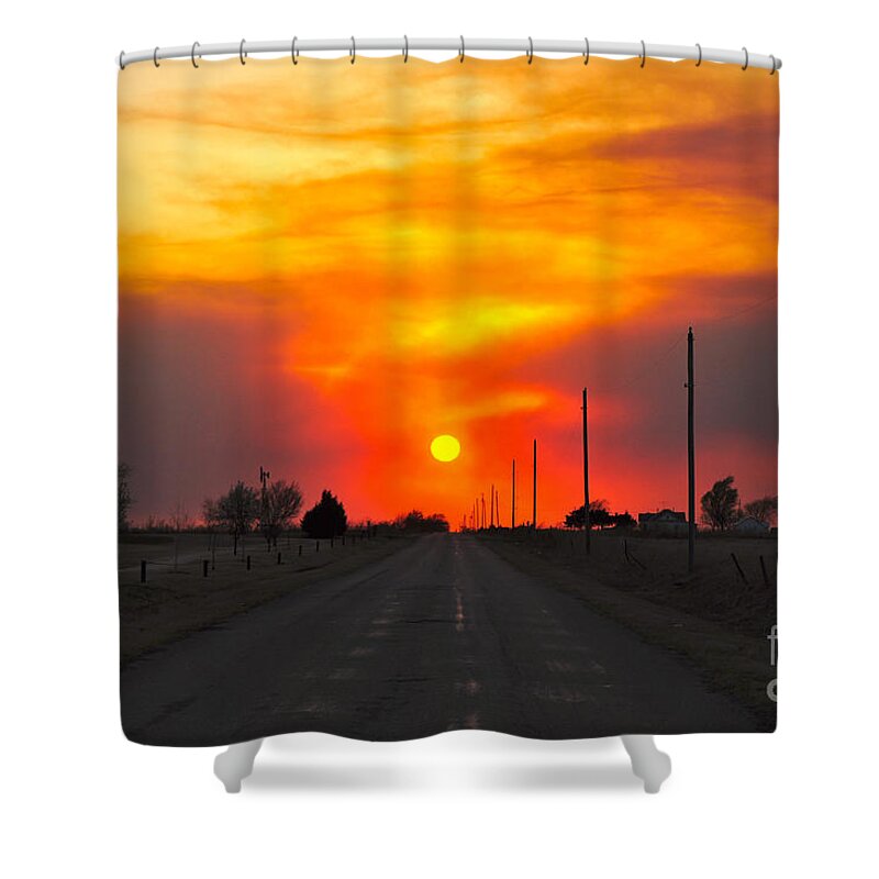 Sunset Shower Curtain featuring the photograph Fire In The Sky #1 by Anjanette Douglas