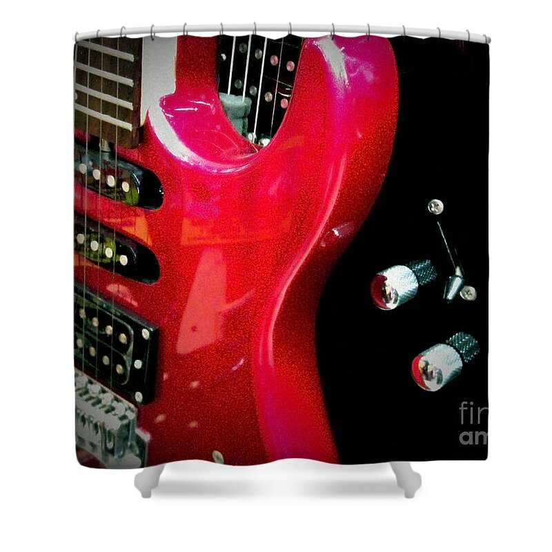 Music Shower Curtain featuring the photograph Guitars #1 by Eena Bo
