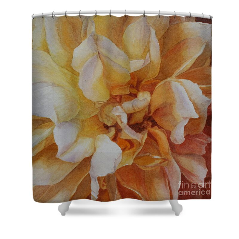 Flowers Shower Curtain featuring the painting Heart of a Rose 2 by Jan Lawnikanis